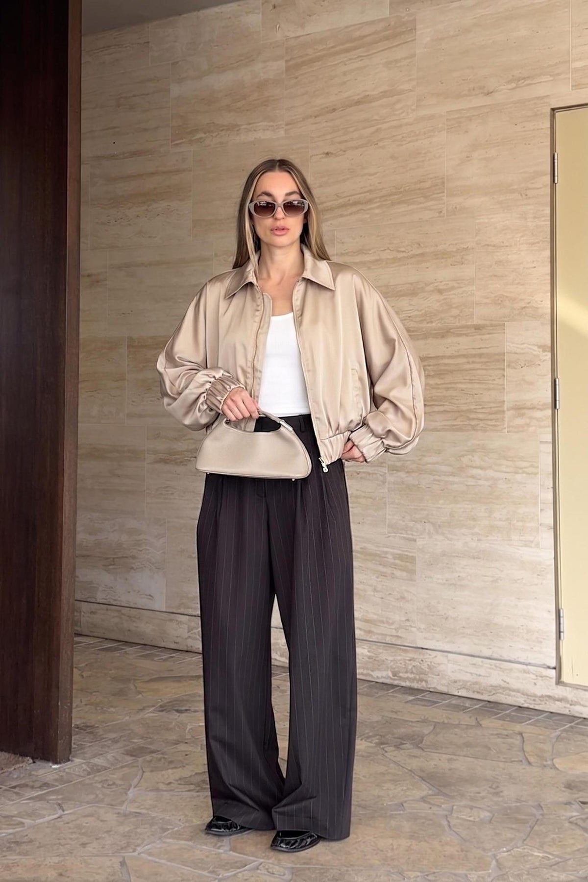 Satin Effect Bomber Jacket J8389