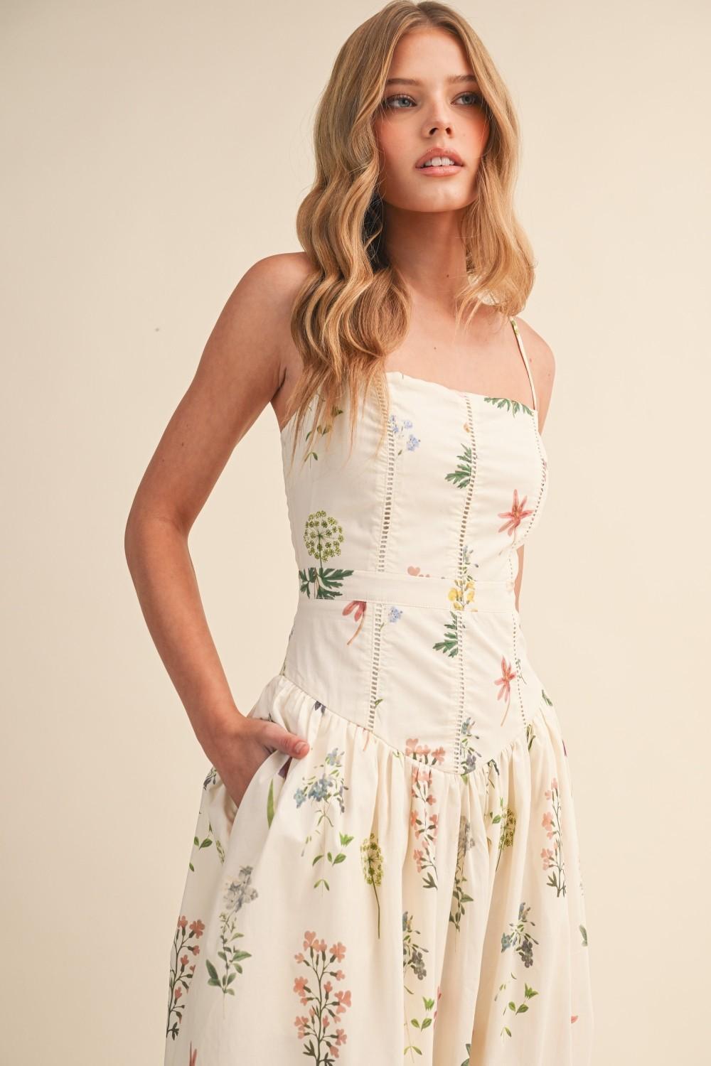Floral Drop Waist Dress 1028