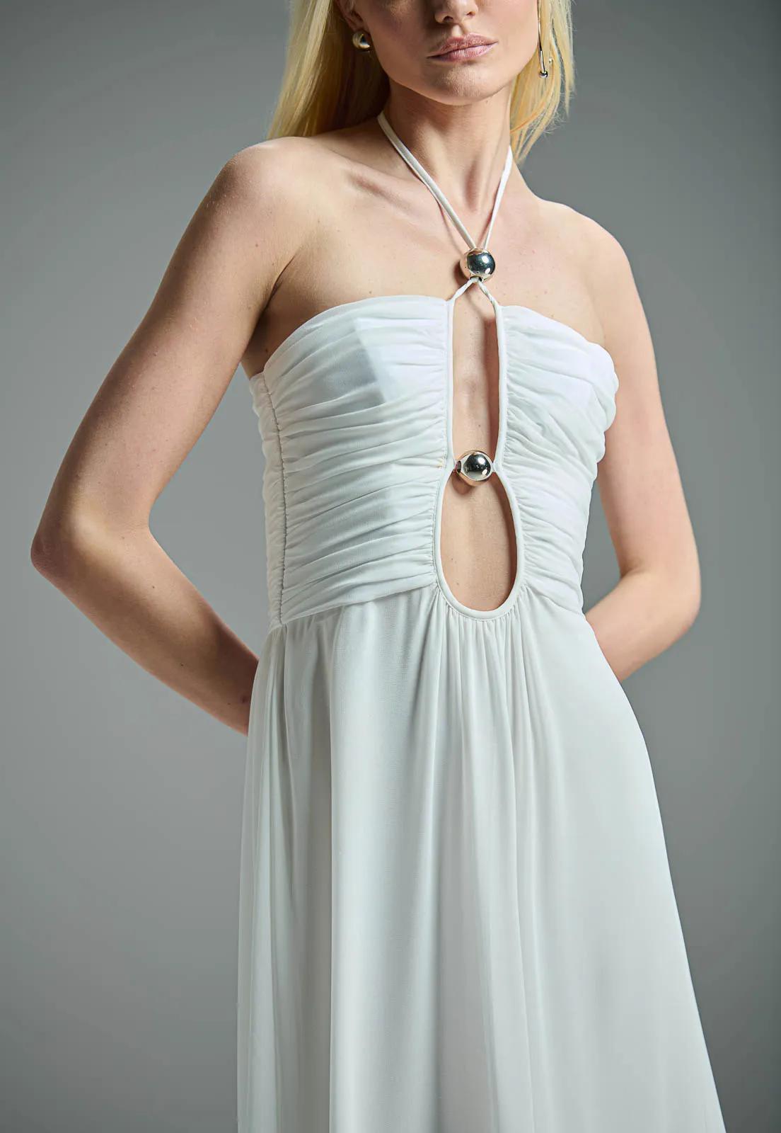 DRESS MIDI SILVER BALLS CAOS 56545 - Blueberry Boutique