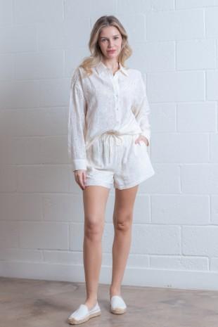 Embroidered Shirt/Short Set 77209