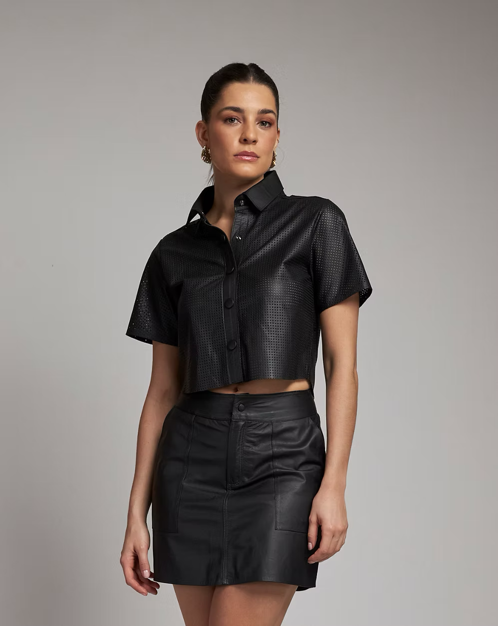 Laser Perforated Short Shirt 1208