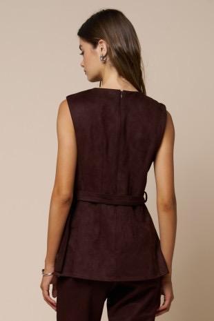 Belted Suede Peplum Top 6282