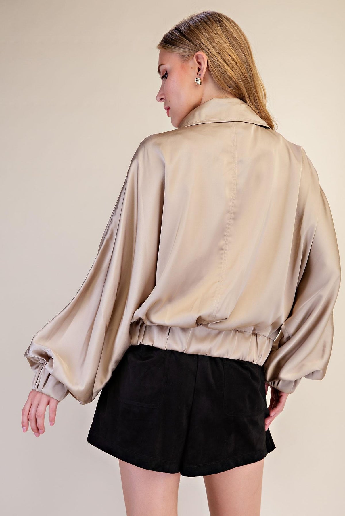 Satin Effect Bomber Jacket J8389