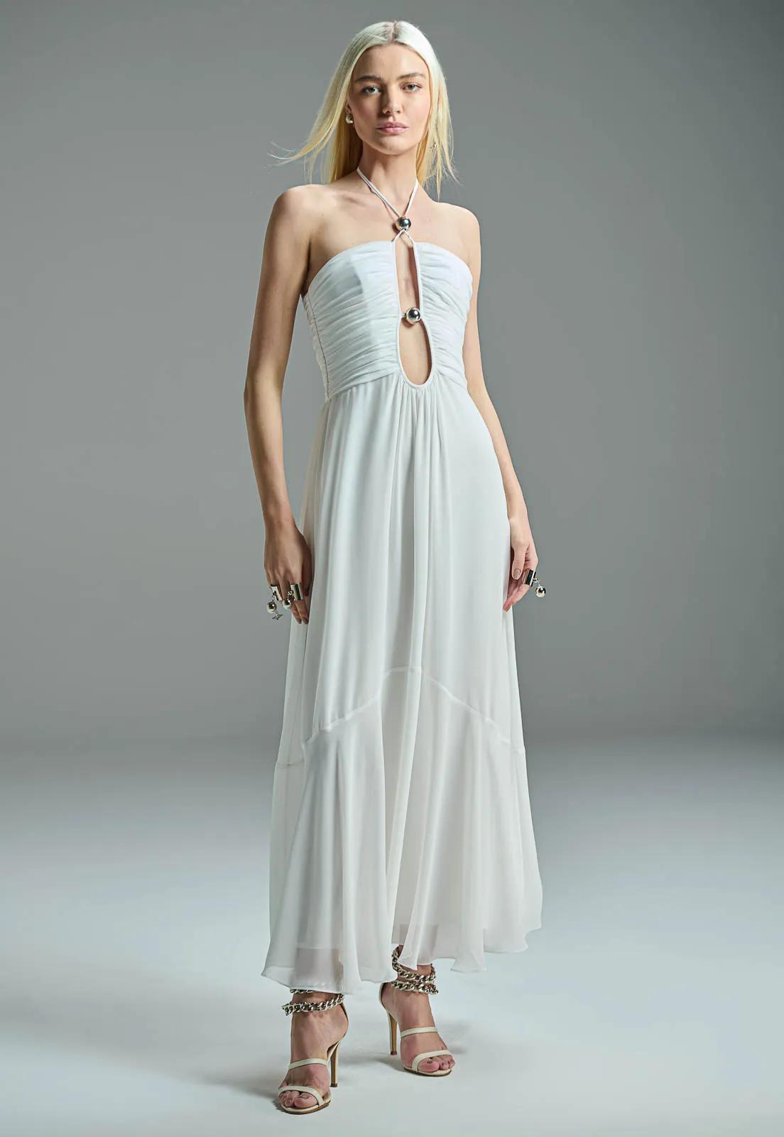 DRESS MIDI SILVER BALLS CAOS 56545 - Blueberry Boutique