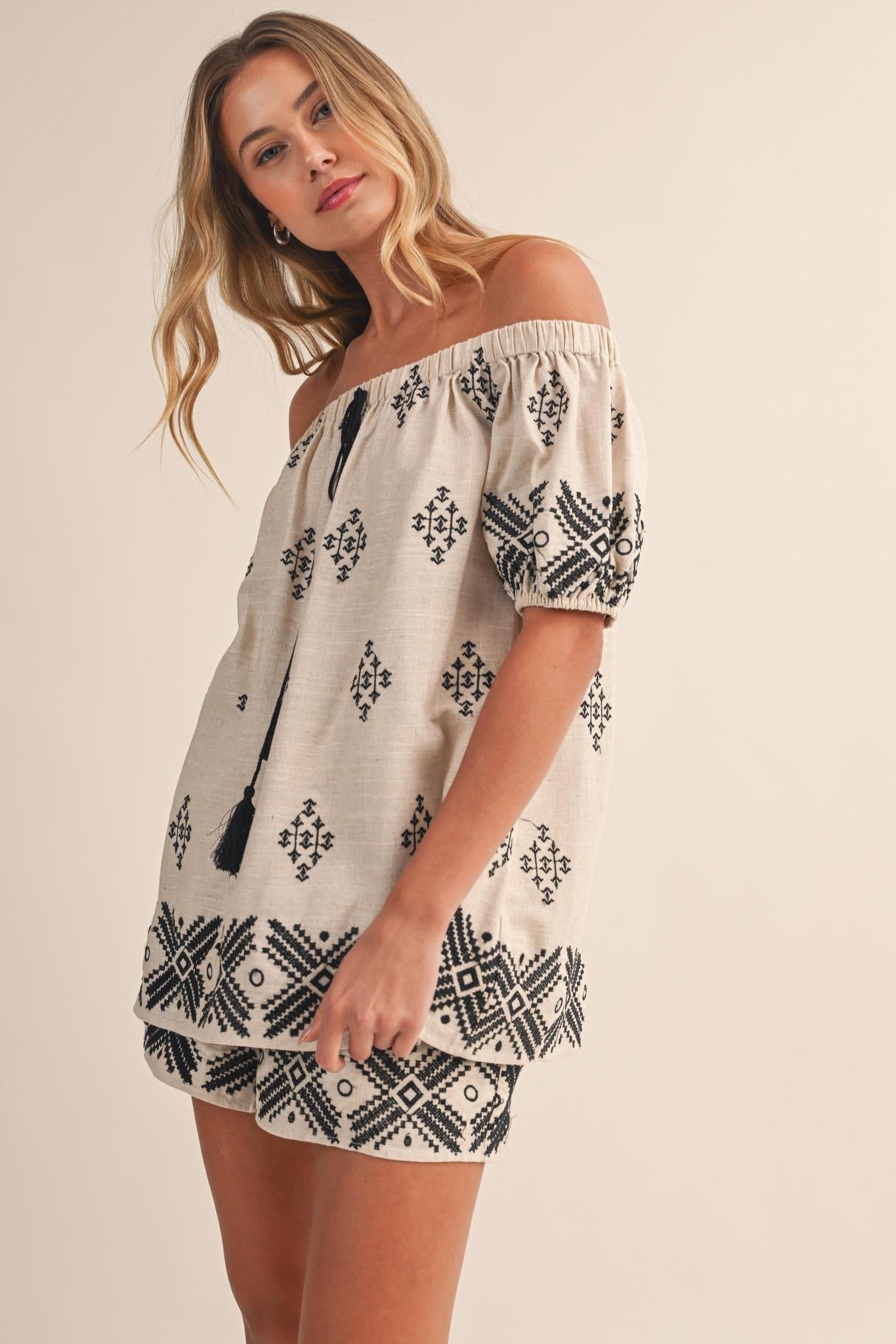 Off Shoulder Top/Short Set 6086
