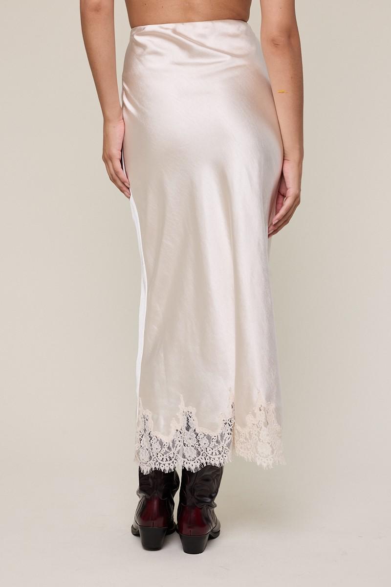 Satin Lace Midi Skirt 40094