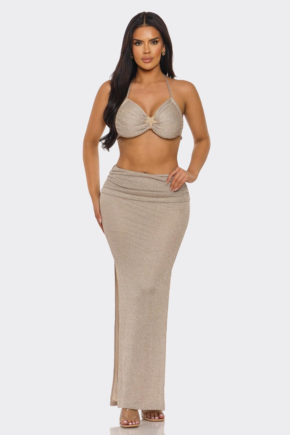 Metalic 2 ps Set Top/Skirt 13799