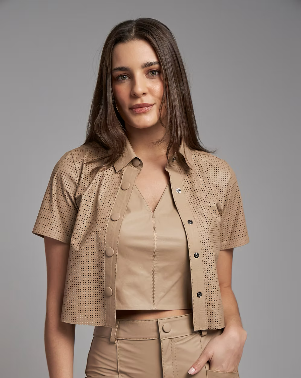 Laser Perforated Short Shirt 1208