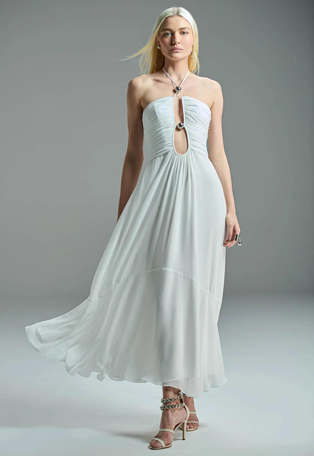 DRESS MIDI SILVER BALLS CAOS 56545 - Blueberry Boutique