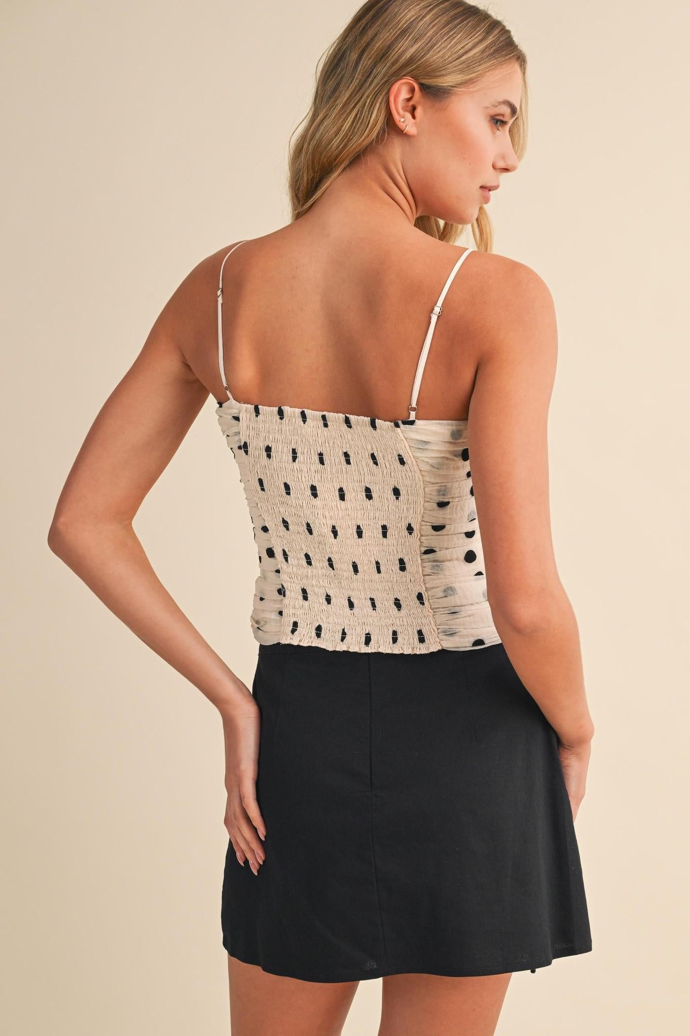 Ruched Polka Dots Top 4714
