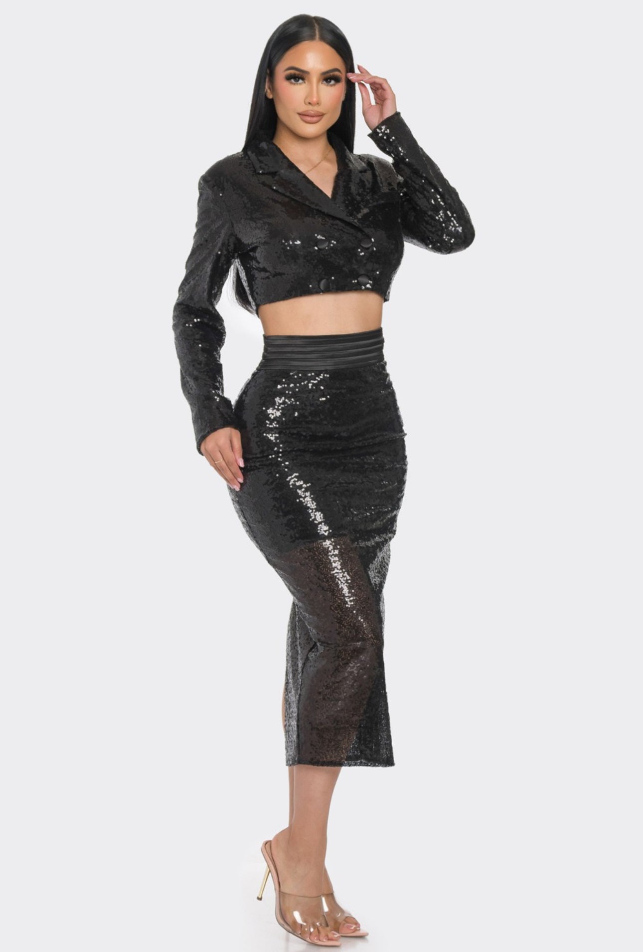 KEIRA SEQUIN SKIRT 5860 - Blueberry Boutique
