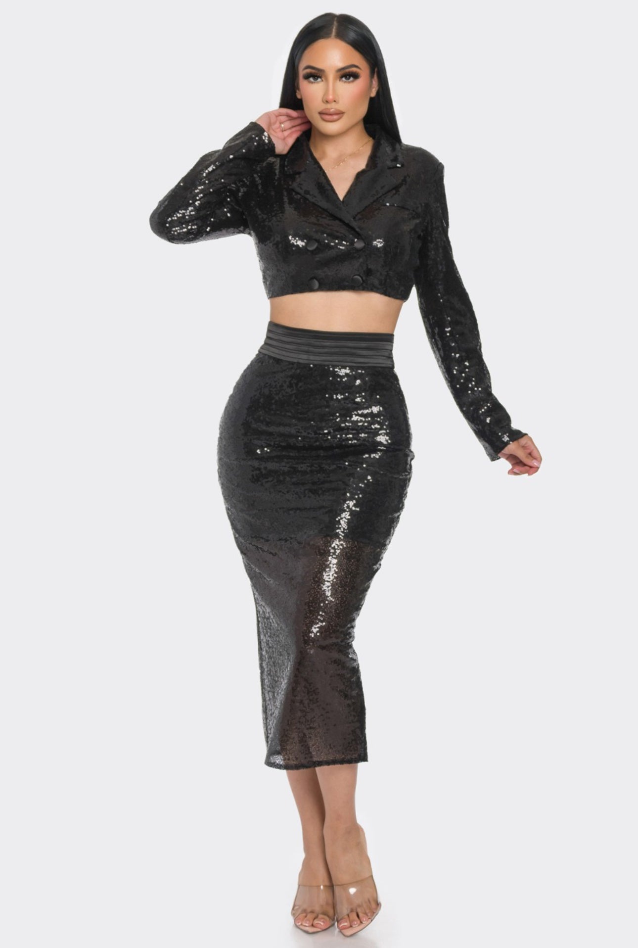 KEIRA SEQUIN SKIRT 5860 - Blueberry Boutique