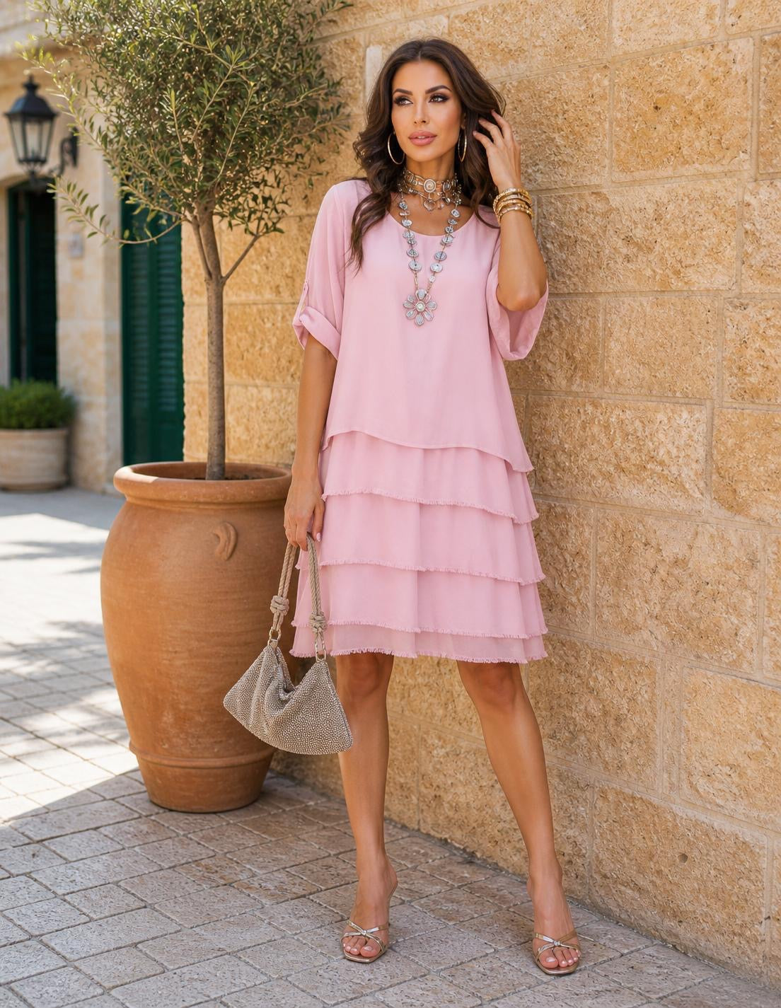Dress Ruffles Silk Italy 16474