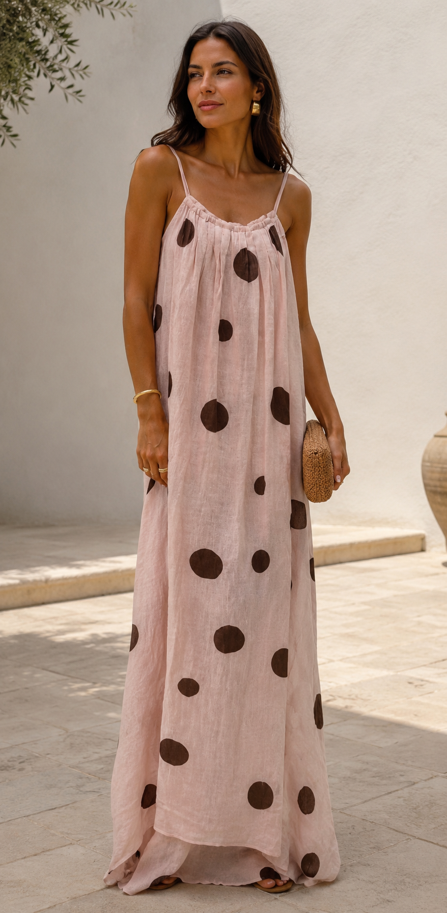 Linen Polka Dots Dress Italy 71000