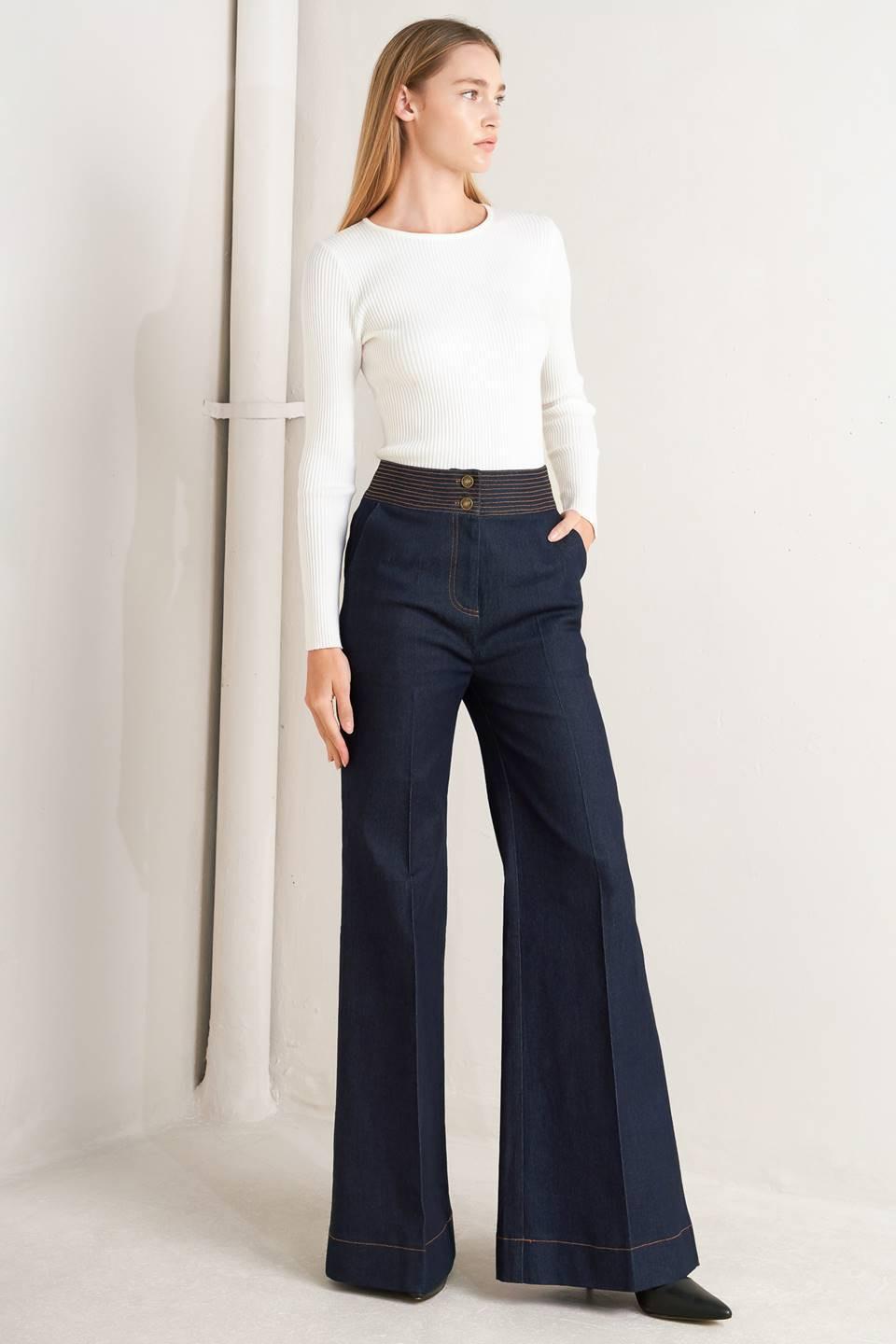 Wide Waistband Denim Pant 1902