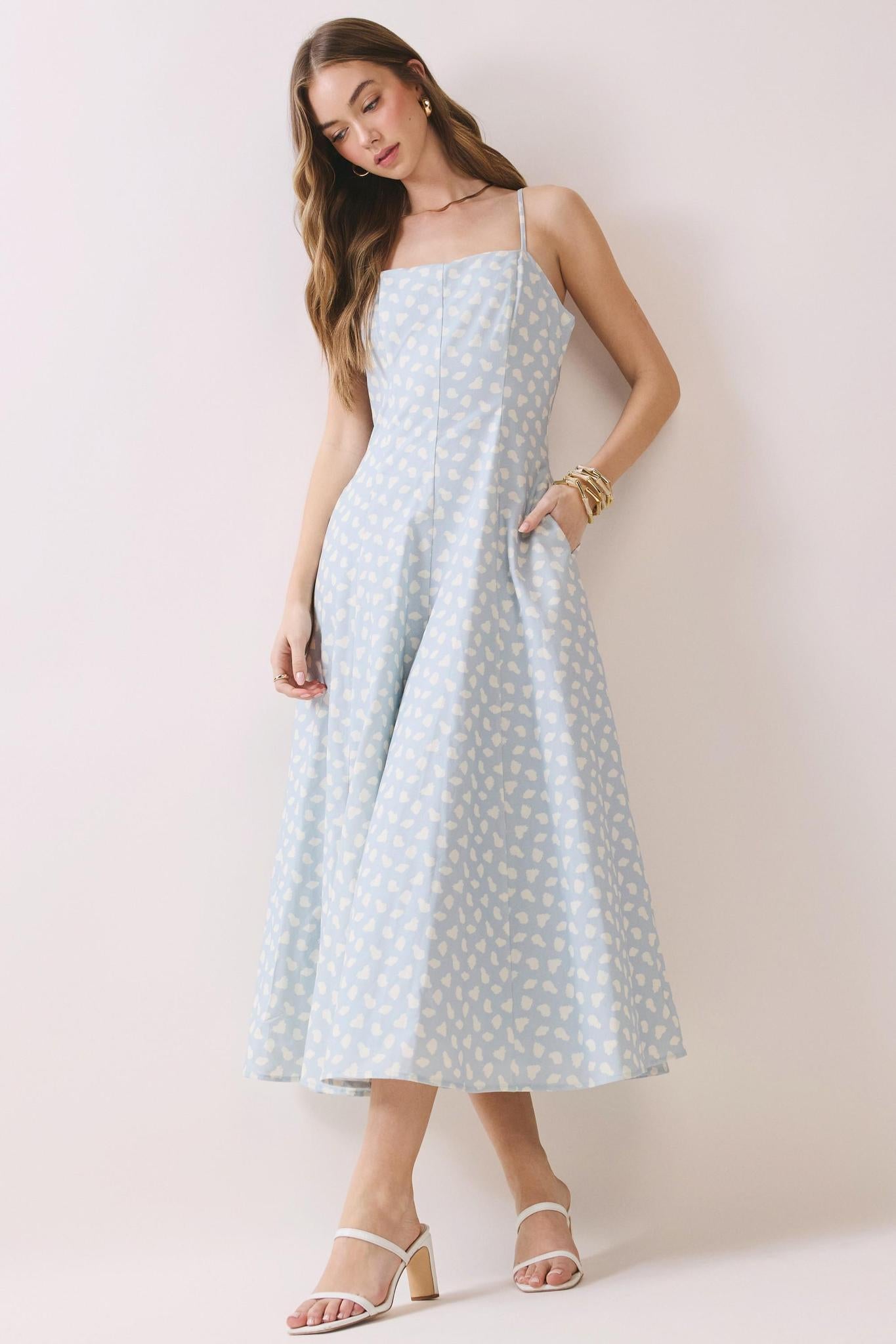 Printed Fitted Midi Dress 6853