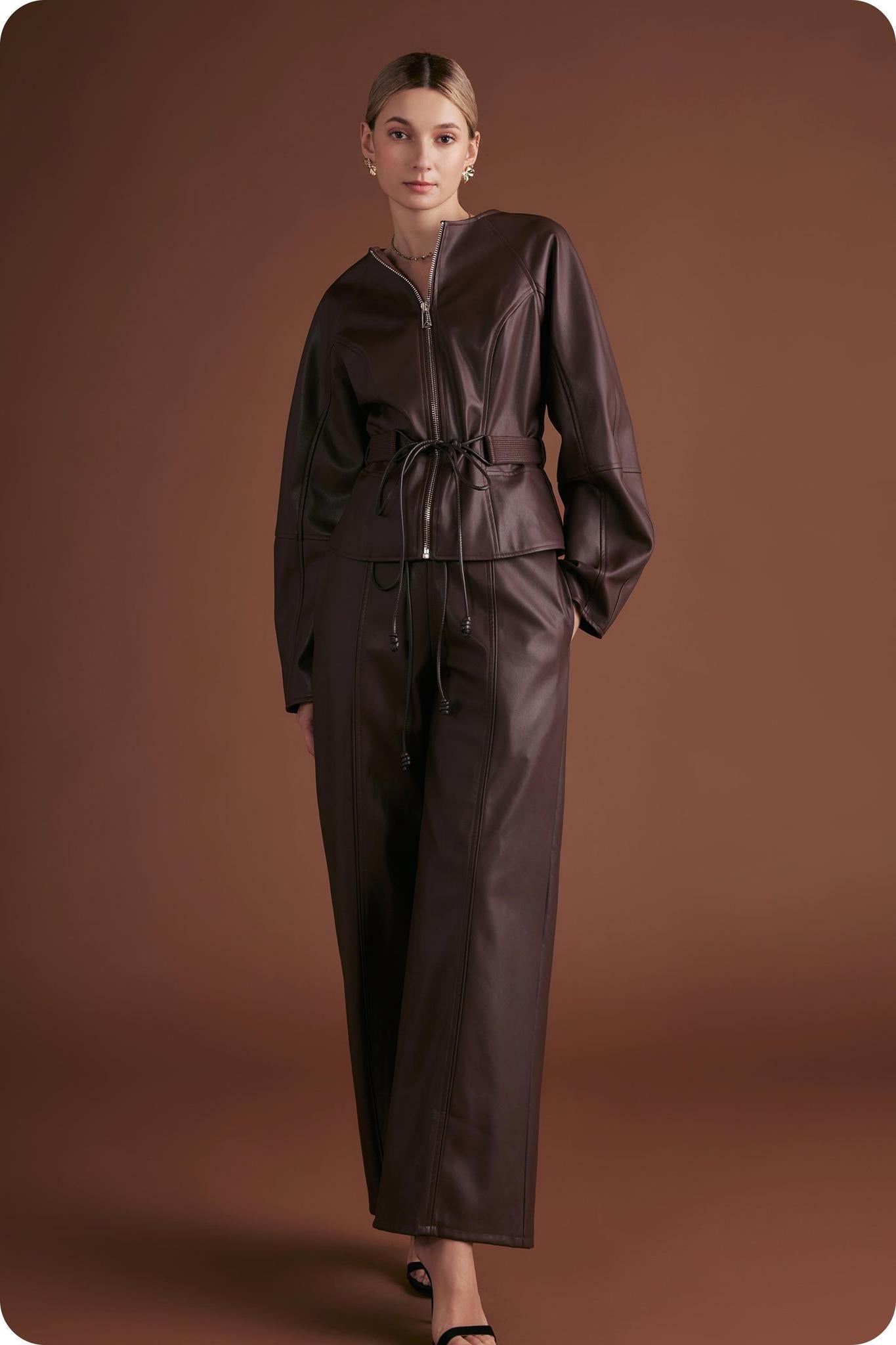 Faux Leather Wide Legs Pant 3545