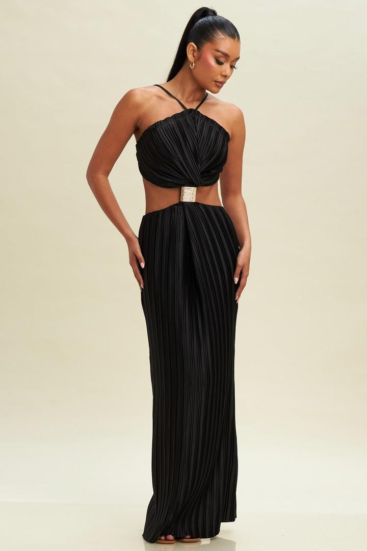 PLEATED MAXI DRESS 10592 - Blueberry Boutique