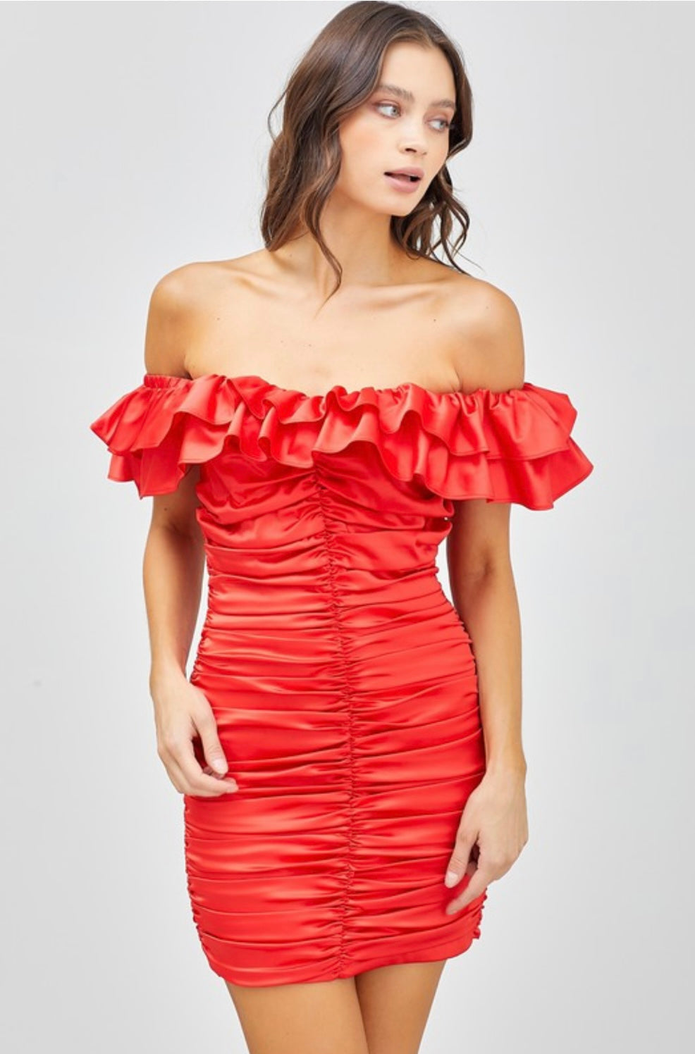 MELINDA RUFFLE MINI DRESS - Blueberry Boutique