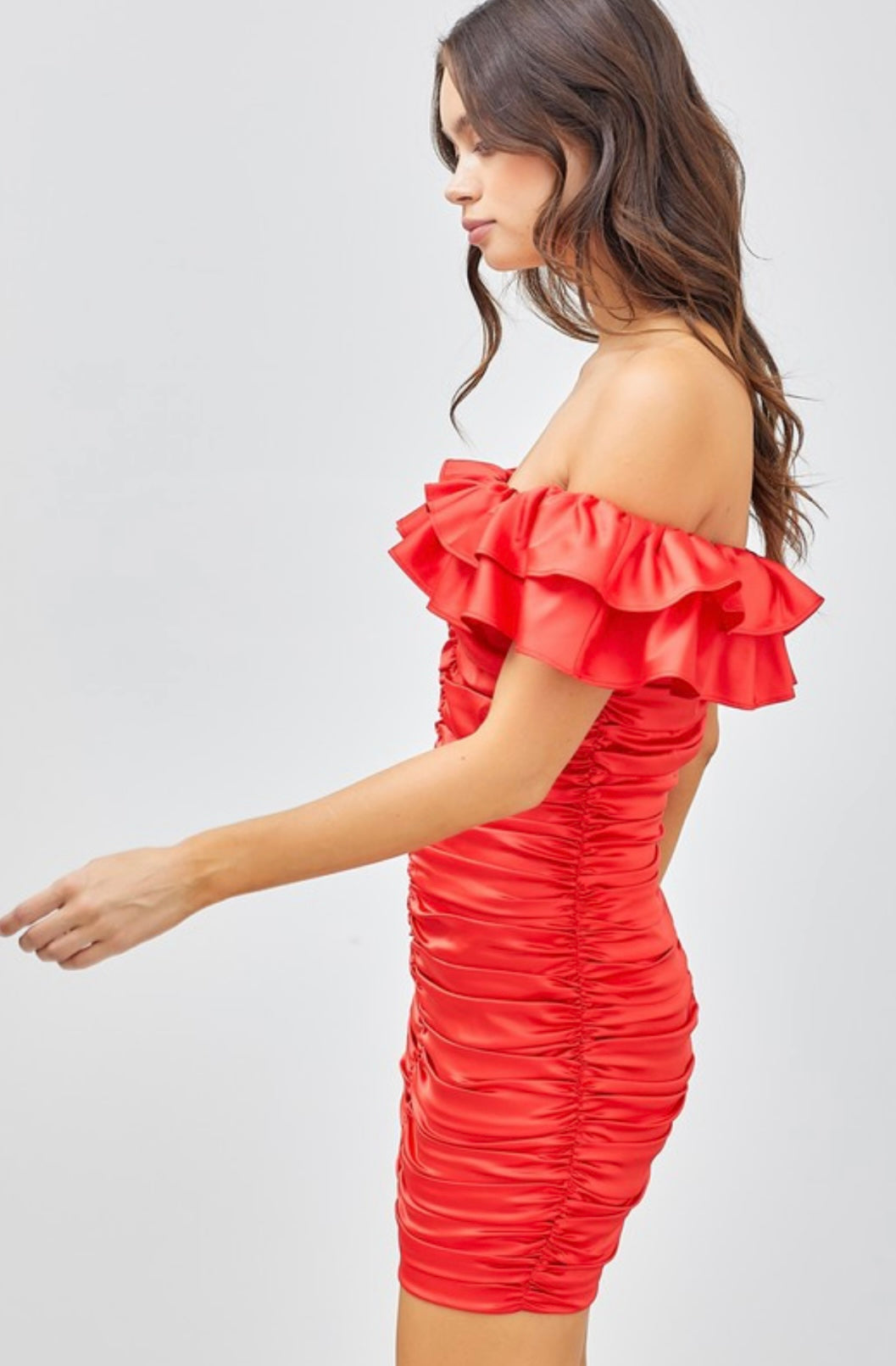 MELINDA RUFFLE MINI DRESS - Blueberry Boutique