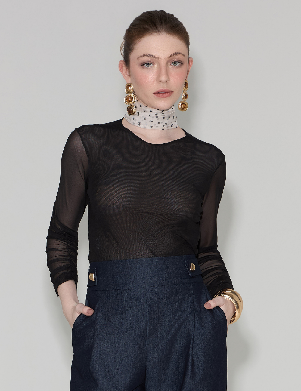 Tulle Blouse Strass 10859