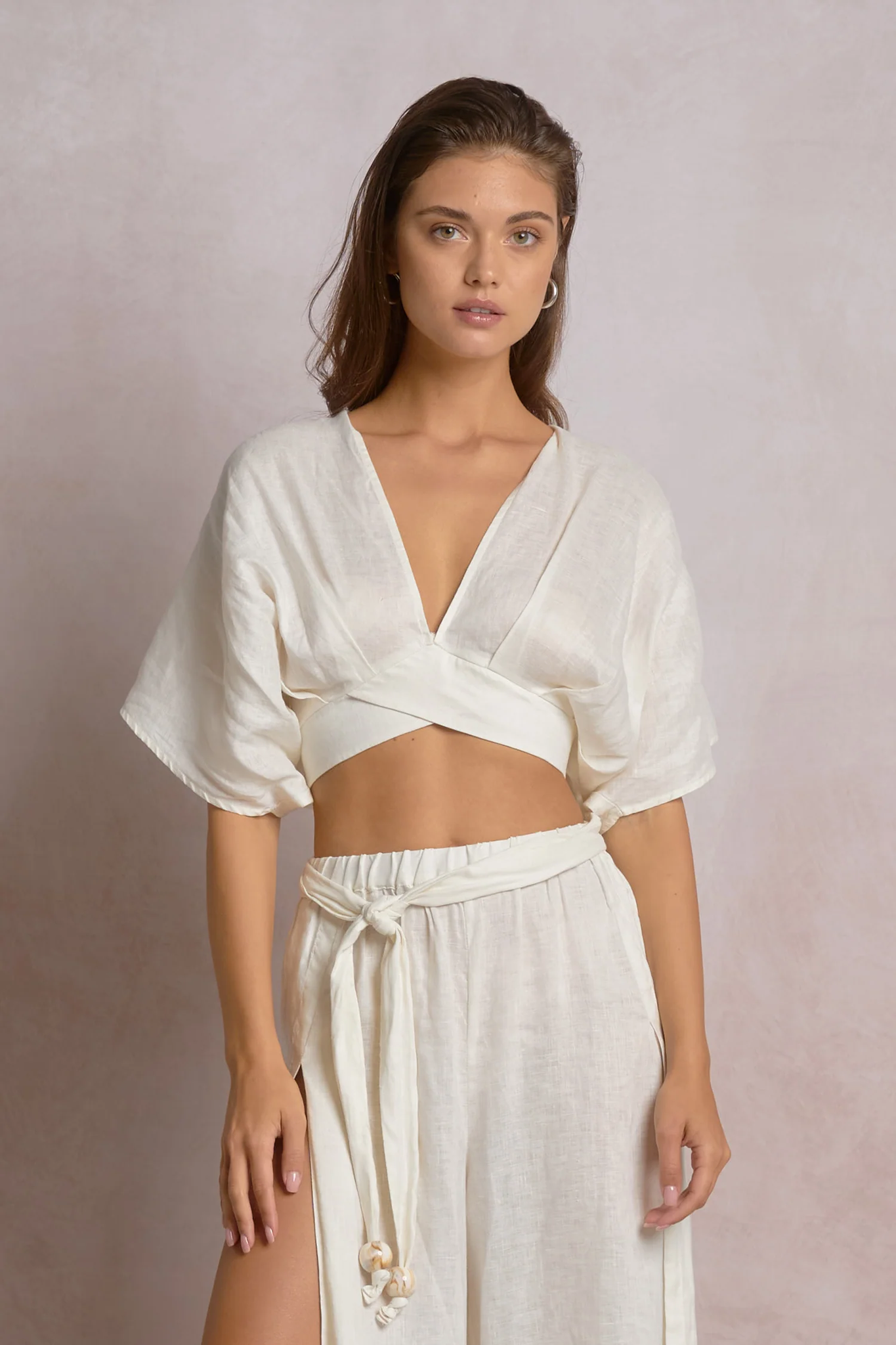 Linen Cropped Elan 11578
