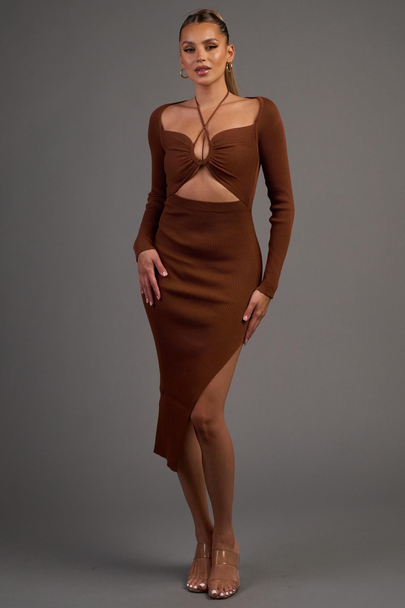 RIB KNIT MIDI DRESS 76813
