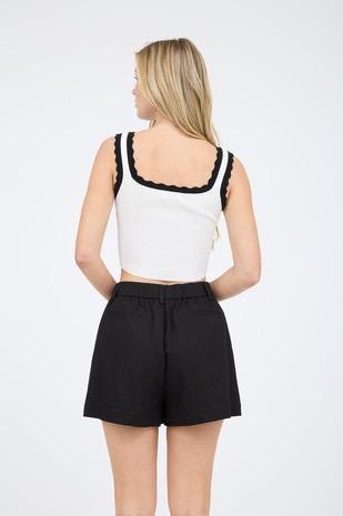 Contrast Knit Crop Top 1698