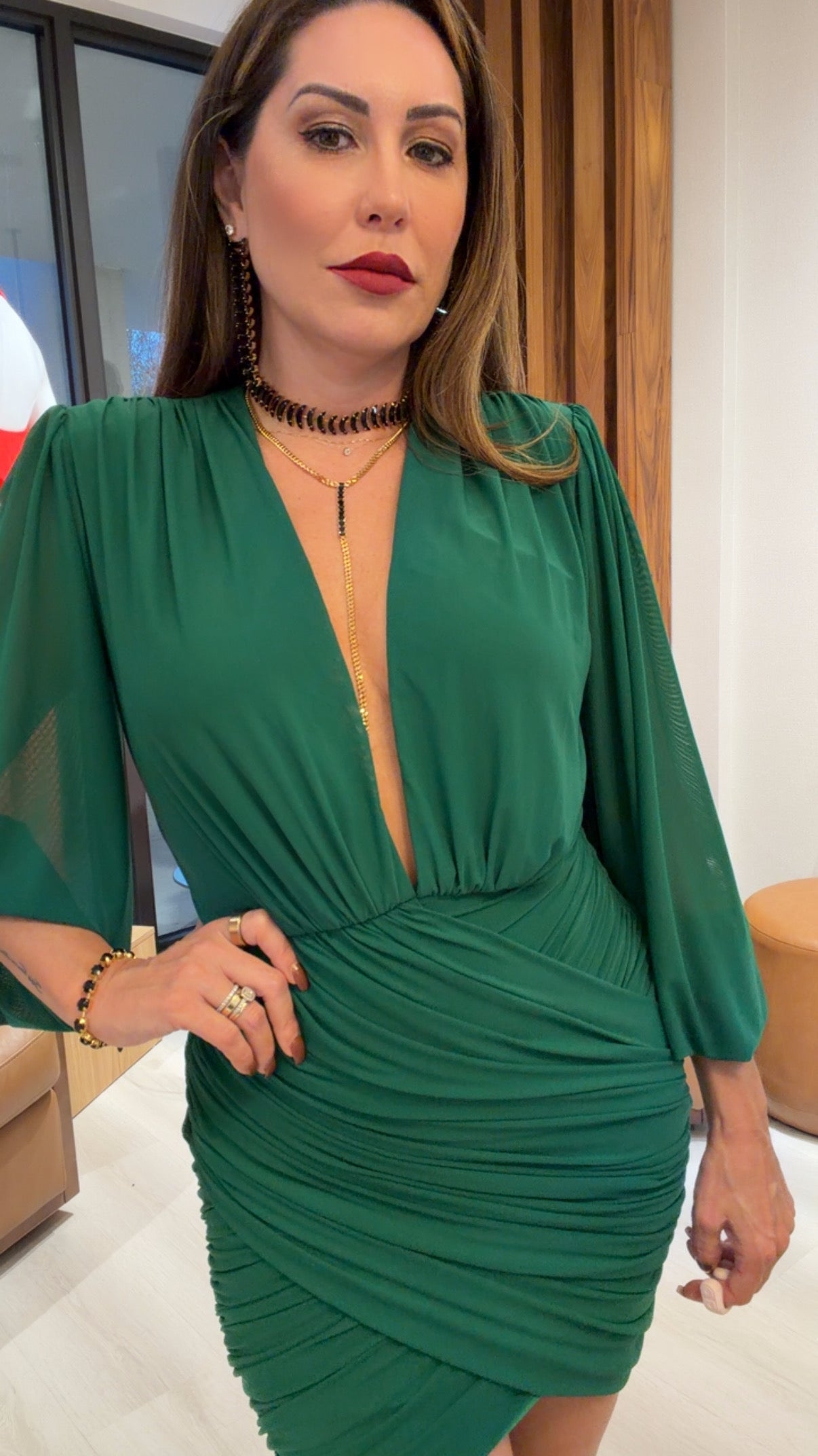 Ruched Mesh Mini Dress 4487