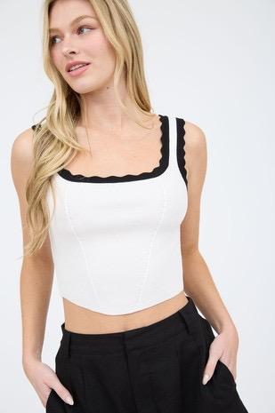 Contrast Knit Crop Top 1698