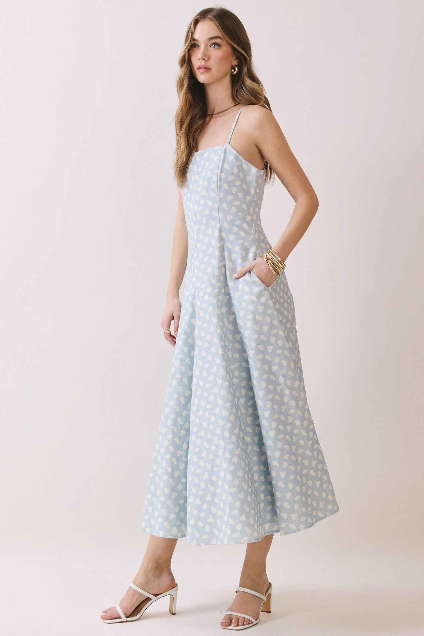 Printed Fitted Midi Dress 6853