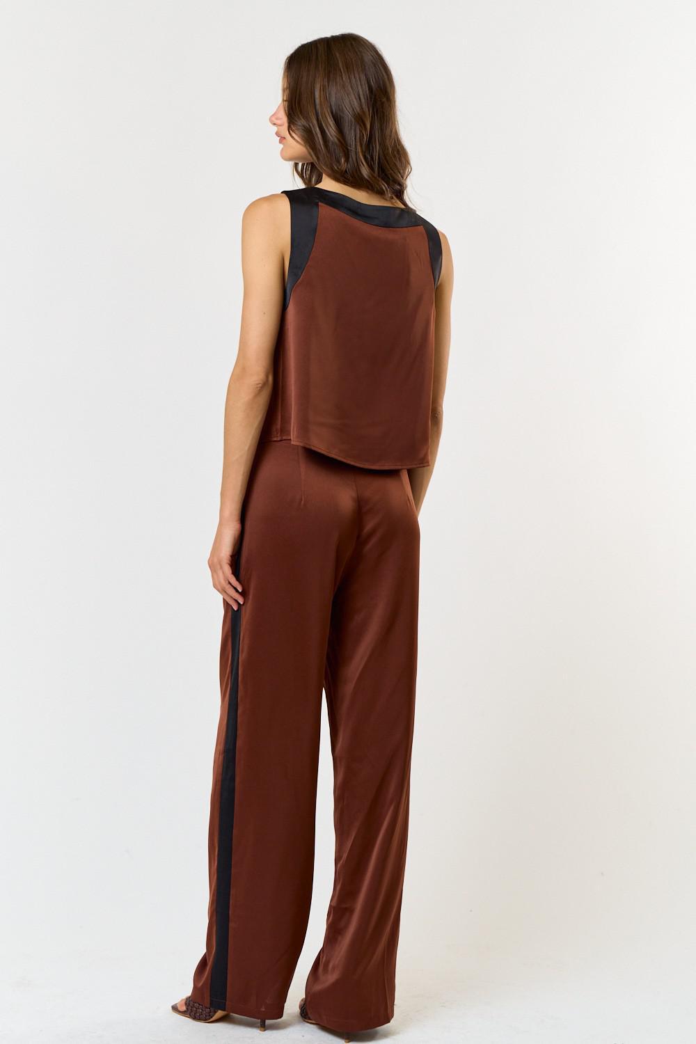 SATIN TOP AND WIDE LEG PANTS SET 4387