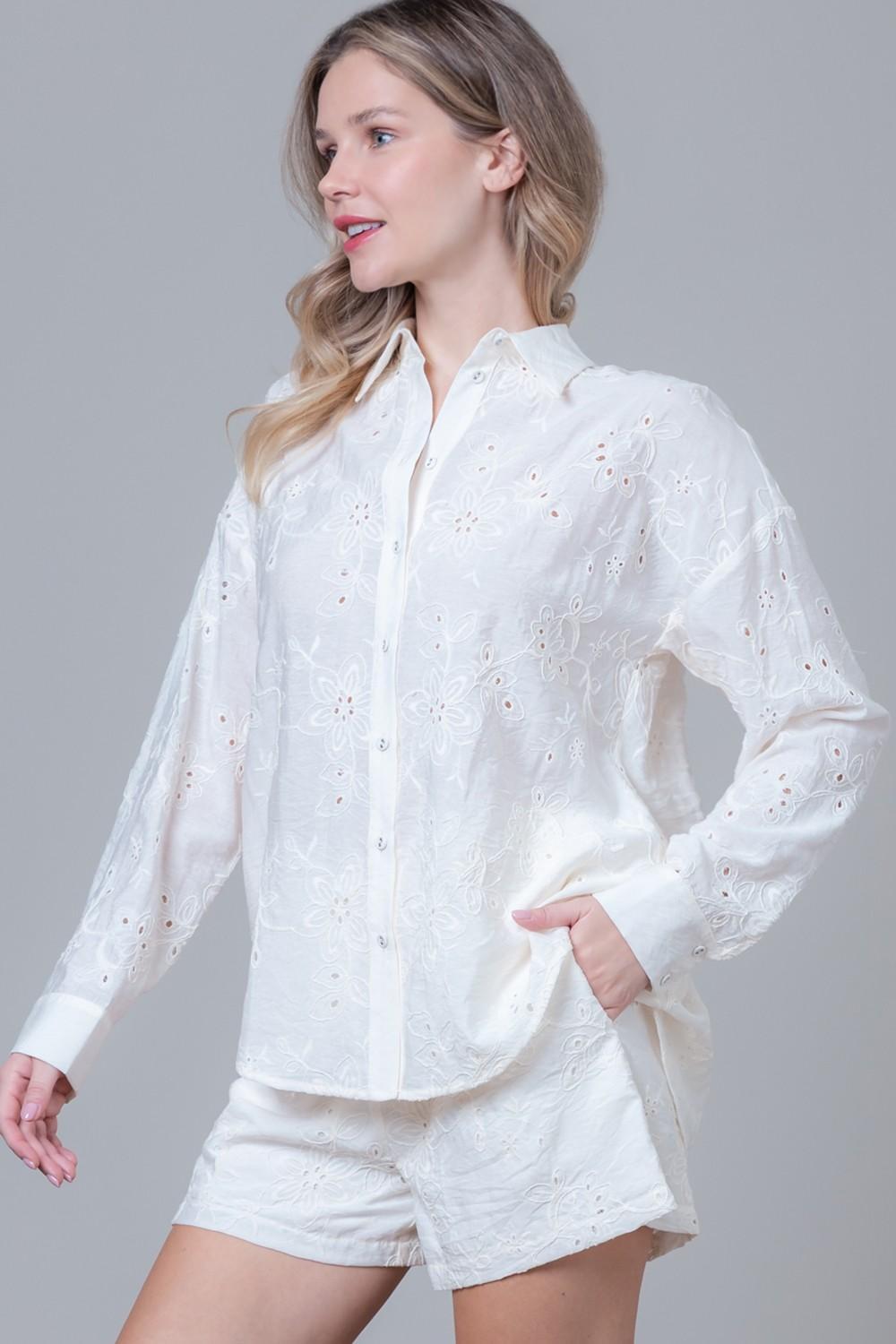 Embroidered Shirt/Short Set 77209
