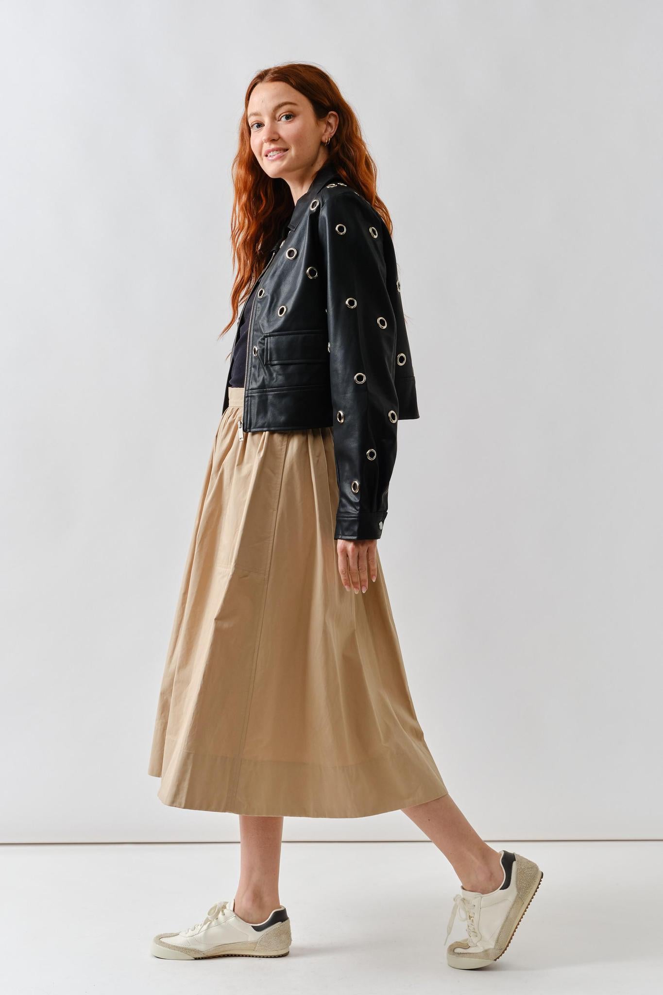 Grommet Faux Leather Jacket 3309