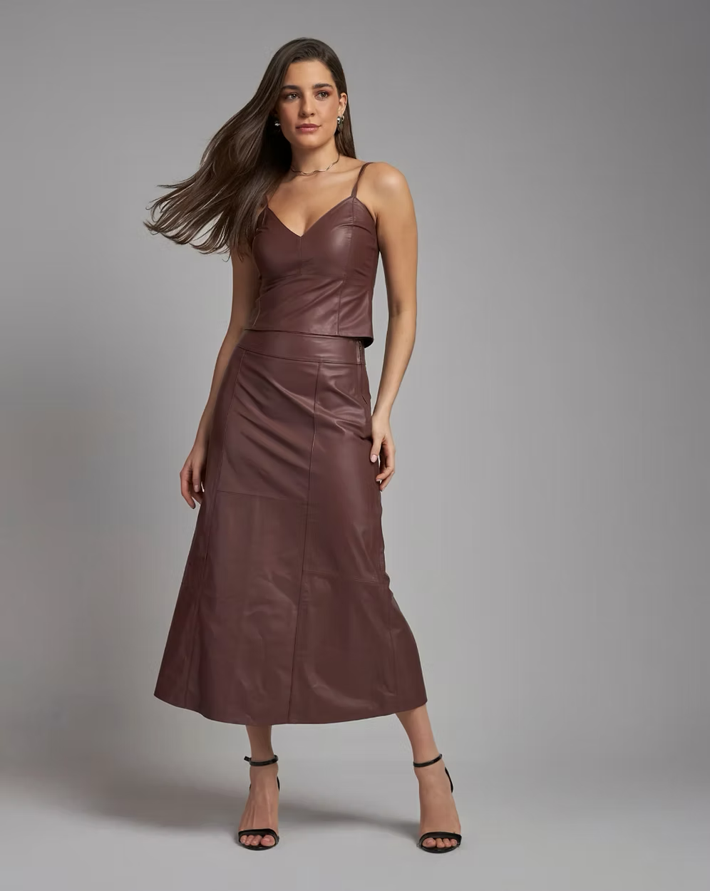 Thin Strap Tank Top Leather 1075