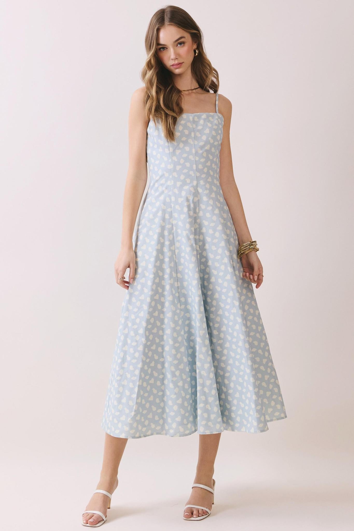 Printed Fitted Midi Dress 6853