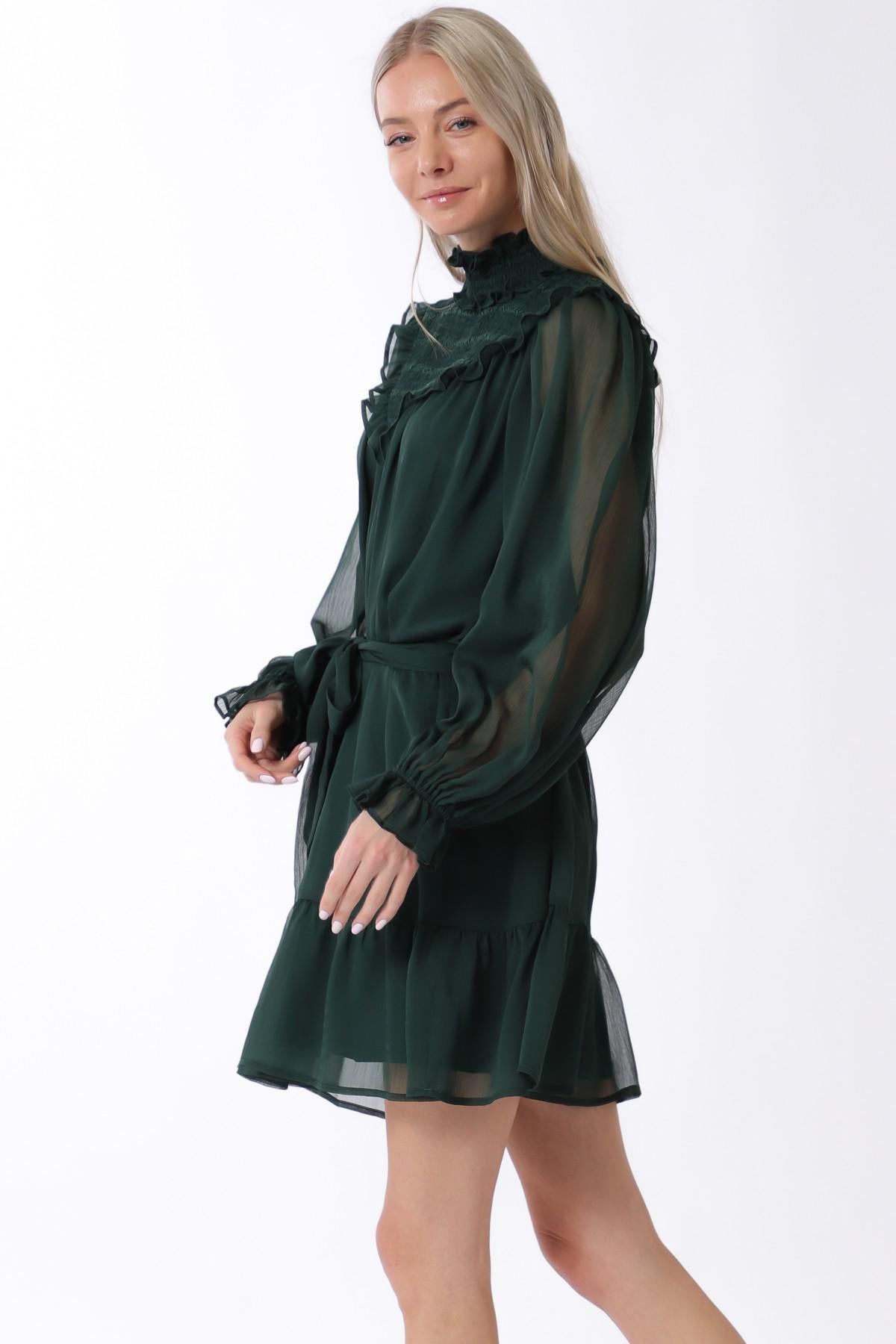 Mock Neck Elastic Mini Dress 32681