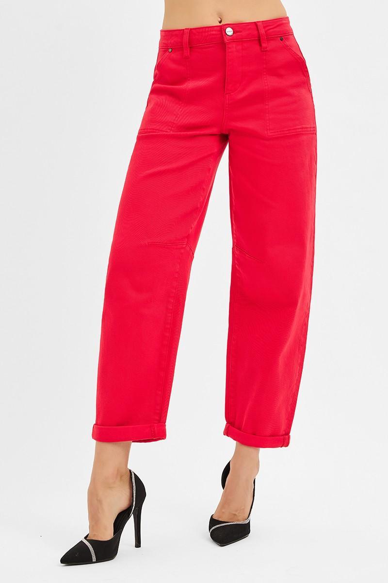 High Rise Ankle Barrel Pants