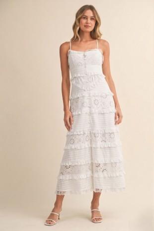 Midi Dress With Lace Trim 10155