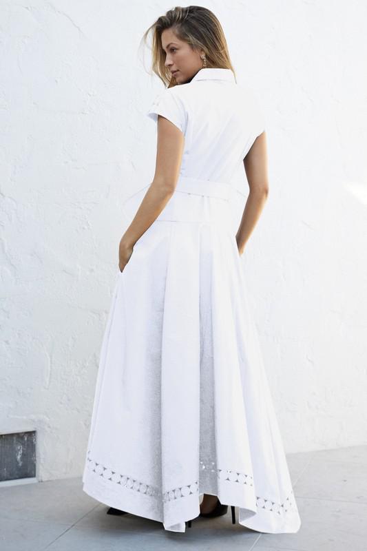 DRESS LACE TRIM BELTED 1436