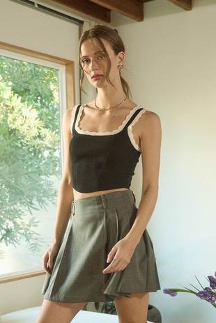 Contrast Knit Crop Top 1698