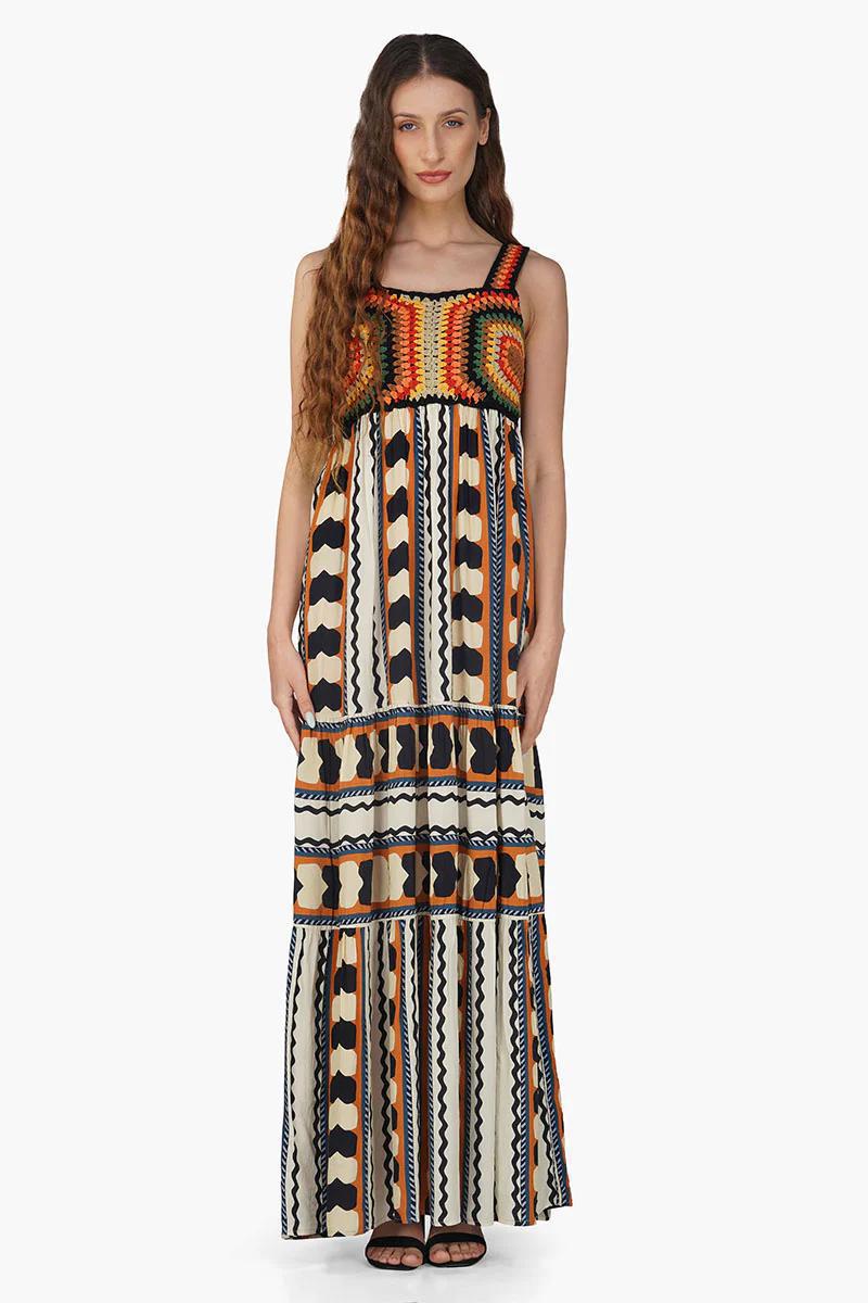 JUNGLE STRAP A&B MAXI DRESS - Blueberry Boutique
